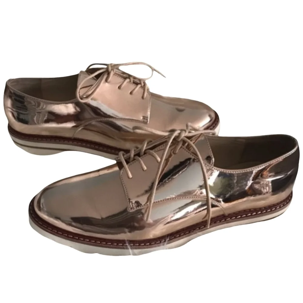 Stuart Weitzman Metro Metallic Oxford Platform Shoe 8.5
